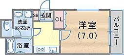 レグルスコート 1Kの間取図画像