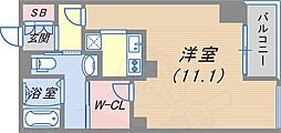 オーキドレジデンス神戸三宮 ワンルームの間取図画像