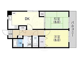 ワコーレアルテ元町通 2DKの間取図画像