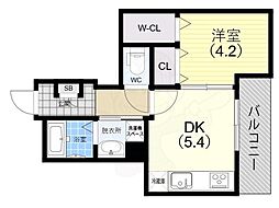 神戸市中央区旭通2丁目マンション 1DKの間取図画像