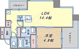 アーバネックス神戸水木通 1LDKの間取図画像
