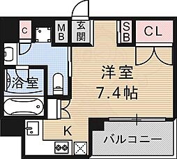 リーガル神戸三宮山手 ワンルームの間取図画像