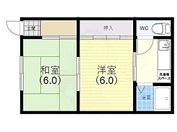 板宿ハイツ 2Kの間取図画像