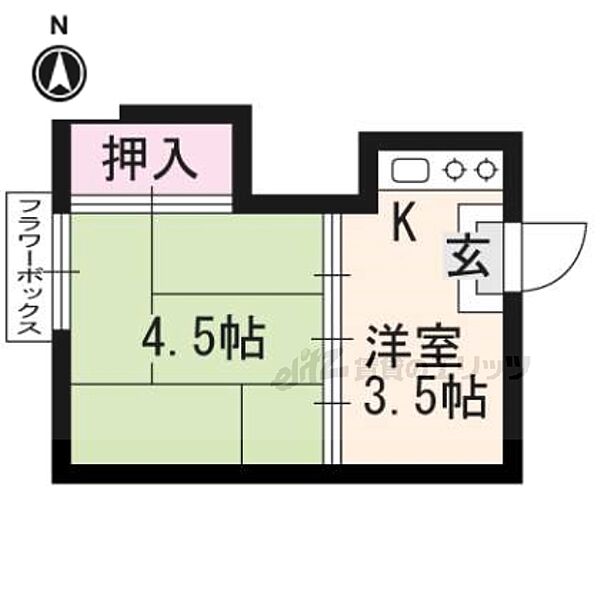 京都府京都市左京区一乗寺河原田町(賃貸アパート1K・1階・14.58㎡)の写真 その2