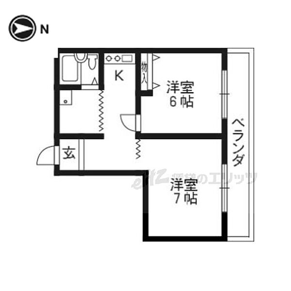 コーポ池端 201｜京都府京都市北区大将軍南一条町(賃貸マンション2K・2階・25.00㎡)の写真 その2