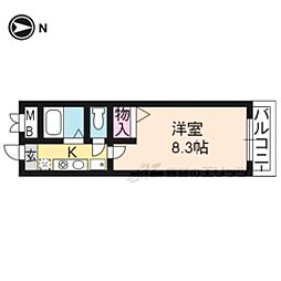 ビクトワール二条 1Kの間取図画像