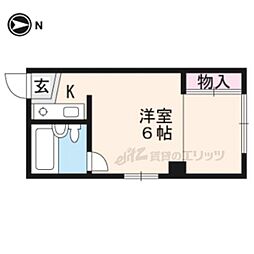 松花苑 1階ワンルームの間取り