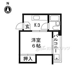 コーポユタカ 3階1Kの間取り