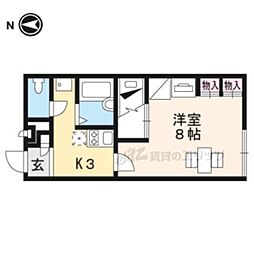 レオパレス柊野 1Kの間取図画像