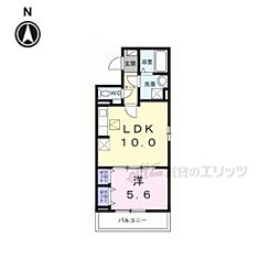 京都市北区紫竹栗栖町アパート 1LDKの間取図画像
