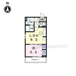 京都市北区紫竹栗栖町アパート 1LDKの間取図画像