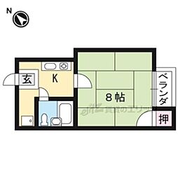 コーポ一乗寺 1Kの間取図画像