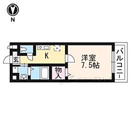 シャルマントゥール 1Kの間取図画像
