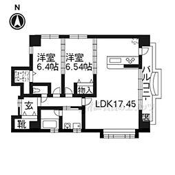 テルマーノ西洞院 2LDKの間取図画像