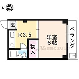 マンション巻野 1Kの間取図画像