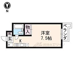 洛北館 1Kの間取図画像