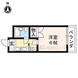 グレース紫竹 1Kの間取図画像