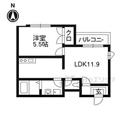 MaisondeMari北白川 1LDKの間取図画像