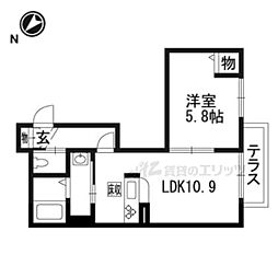 アイリス上賀茂 1LDKの間取図画像