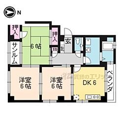 北白川松園 3DKの間取図画像