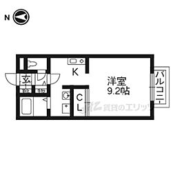 クレールヴィル六ノ坪 1Kの間取図画像