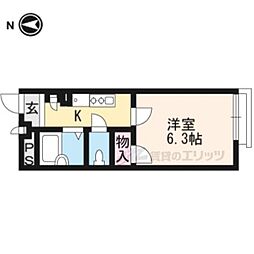 レオパレスドムス花園 1Kの間取図画像