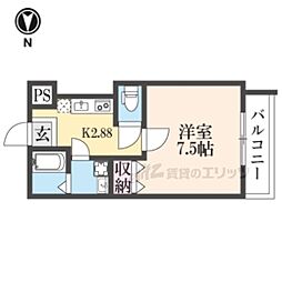 ビエノス京都花園 1Kの間取図画像