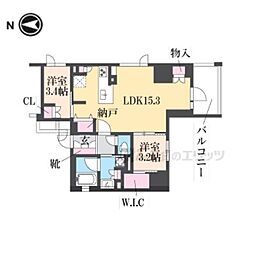 ソルティア京都四条堀川 2LDKの間取図画像