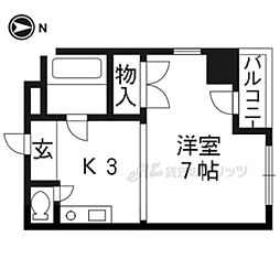 グランドールトキ 1Kの間取図画像