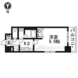 ベラジオ五条堀川2 1Kの間取図画像
