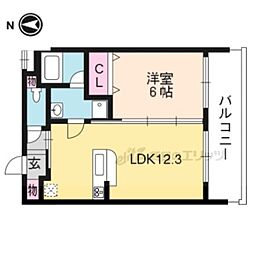クオリア花園 1LDKの間取図画像