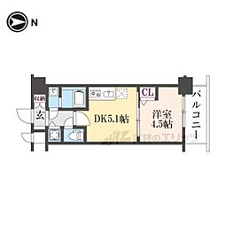 CREST TAPP京都太秦天神川dexII 1DKの間取図画像