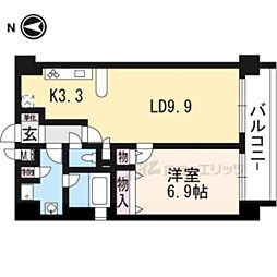 プレサンス京大南 1LDKの間取図画像