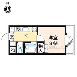 リバーサイド高野 1Kの間取図画像