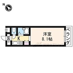 コアロード鷹ケ峰 1Kの間取図画像
