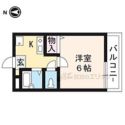 上賀茂ハイツ安井 1Kの間取図画像