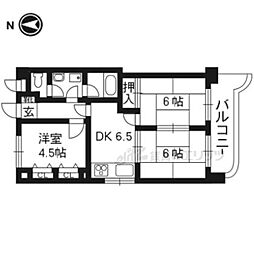 サンサーラ嵯峨野 3DKの間取図画像