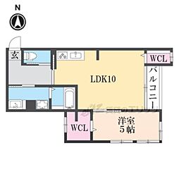メサヴェルデ太秦 2DKの間取図画像