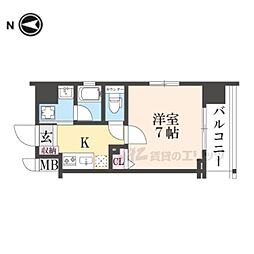 ベラジオレガシー京都西七条 1Kの間取図画像