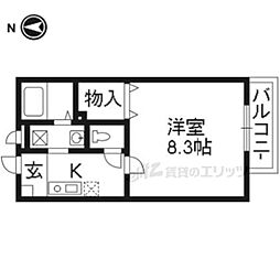 メープル宝ヶ池 1Kの間取図画像