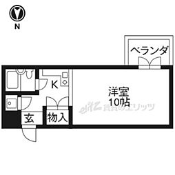 テラス吉田 1Kの間取図画像