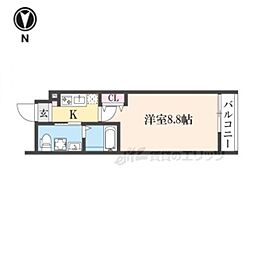 プールトゥジュール双ヶ岡 1Kの間取図画像