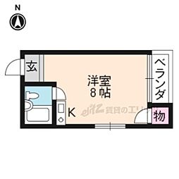 ゴールドテラオ ワンルームの間取図画像