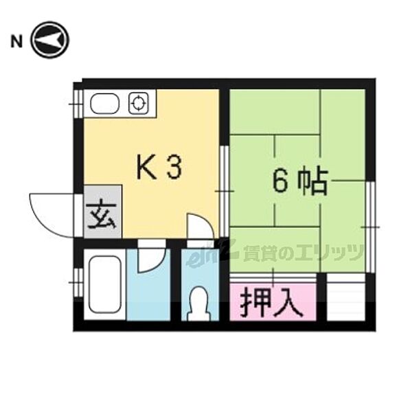 箱ノ井ハイツ 203｜京都府京都市北区大宮南箱ノ井町(賃貸アパート1K・2階・20.31㎡)の写真 その2