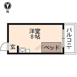 紫竹中嶋ビル 3階ワンルームの間取り