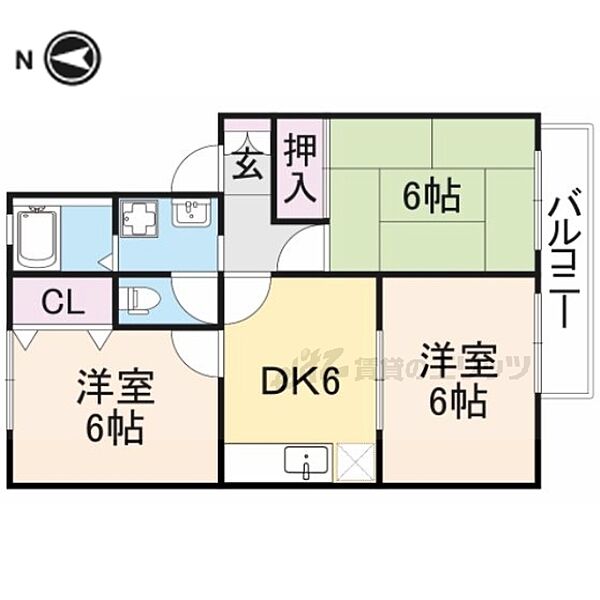 サニースクエアＡ 201｜滋賀県長浜市平方南町(賃貸アパート3DK・2階・54.00㎡)の写真 その2