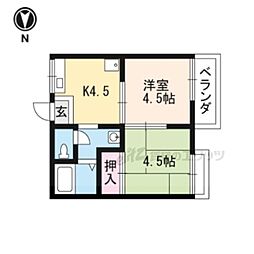 京阪石山坂本線 石山寺駅 3.4kmの賃貸アパート 2階2DKの間取り