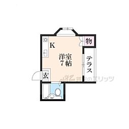 パビヨン南草津I 2階ワンルームの間取り