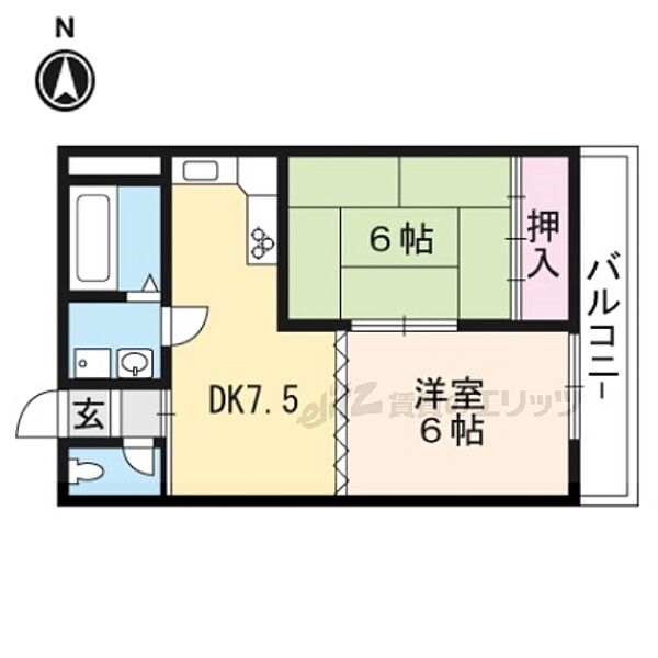 滋賀県大津市中庄2丁目(賃貸マンション2DK・2階・37.00㎡)の写真 その2