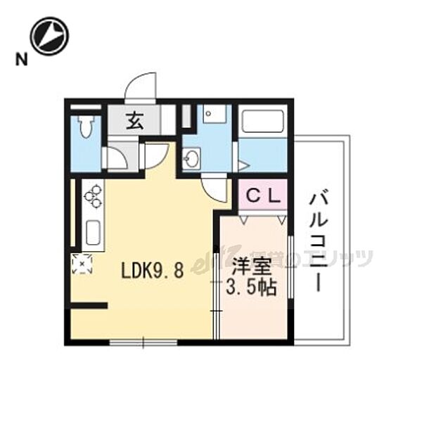 滋賀県大津市本堅田6丁目(賃貸アパート1LDK・3階・32.77㎡)の写真 その2